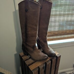Brown Leather Knee-High Boots